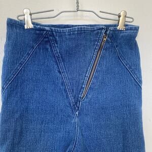 Vintage 1980s Landing Gear Blue Denim Jeans Triangle Zipper High Waist